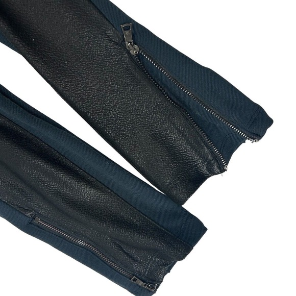 BCBG Maxazria faux leather panel Elastic Waist Pleated Zipper Dark Blue Size XS - Picture 4 of 11